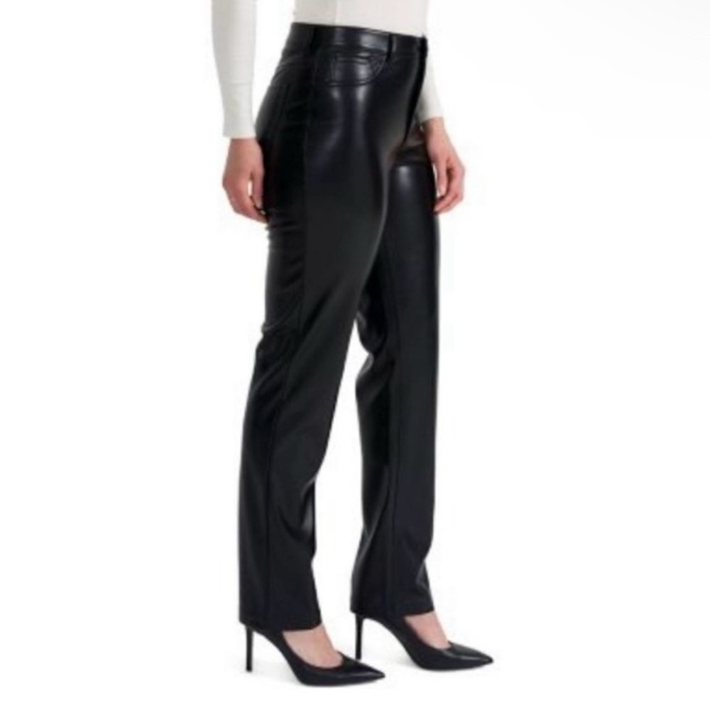 Joie Black Straight Leg Vegan Faux Leather Pants Size 10 NWT - Picture 3 of 13